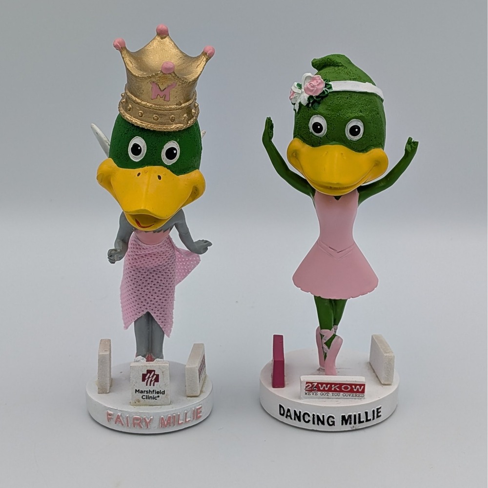Mallards Millie Bobblehead Lot Fairy Millie Dancing Millie Wisconsin Mascots